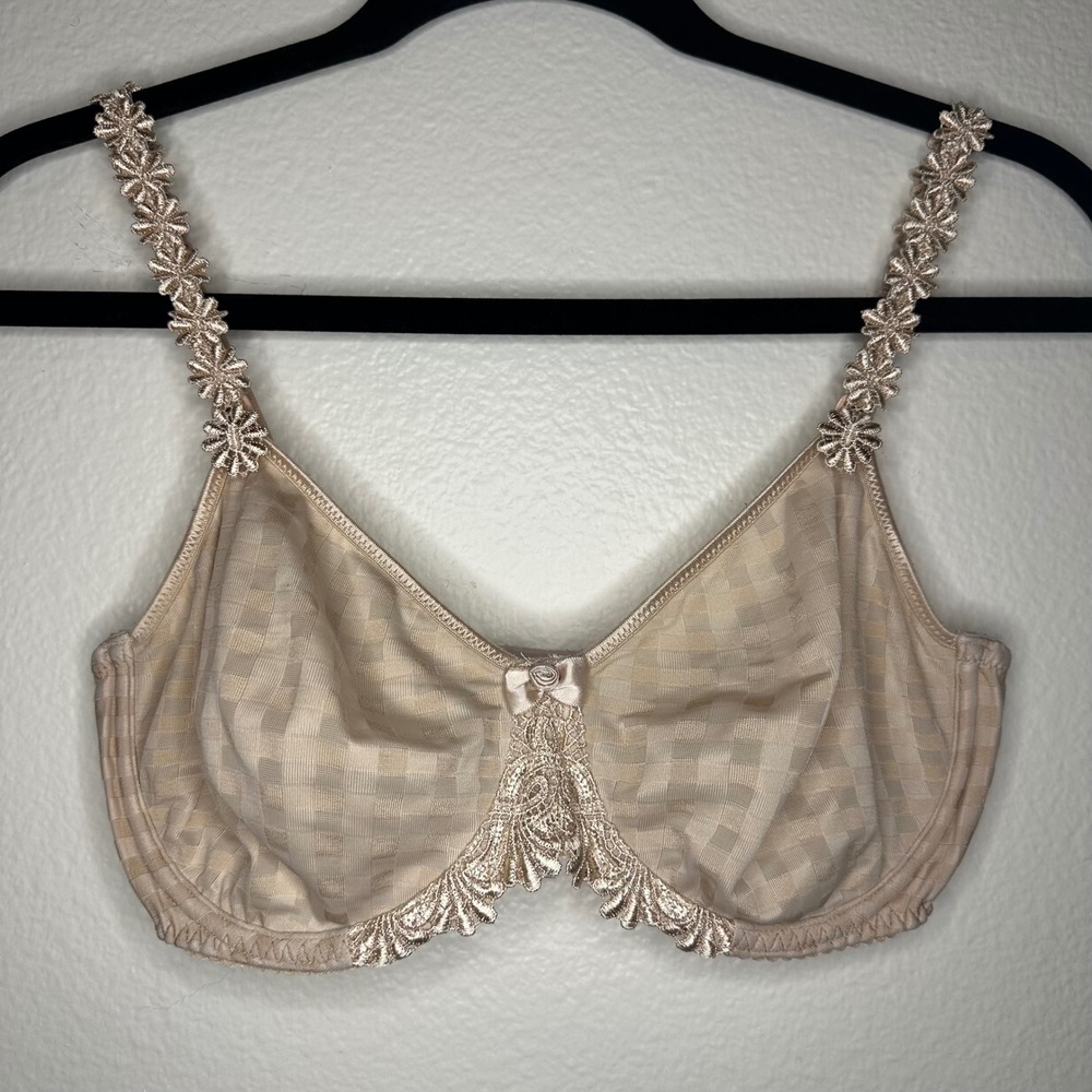 Marie Jo Avero Unpadded Underwire Bra 36D Caffe Latte Daisy Strap‎ Checkered